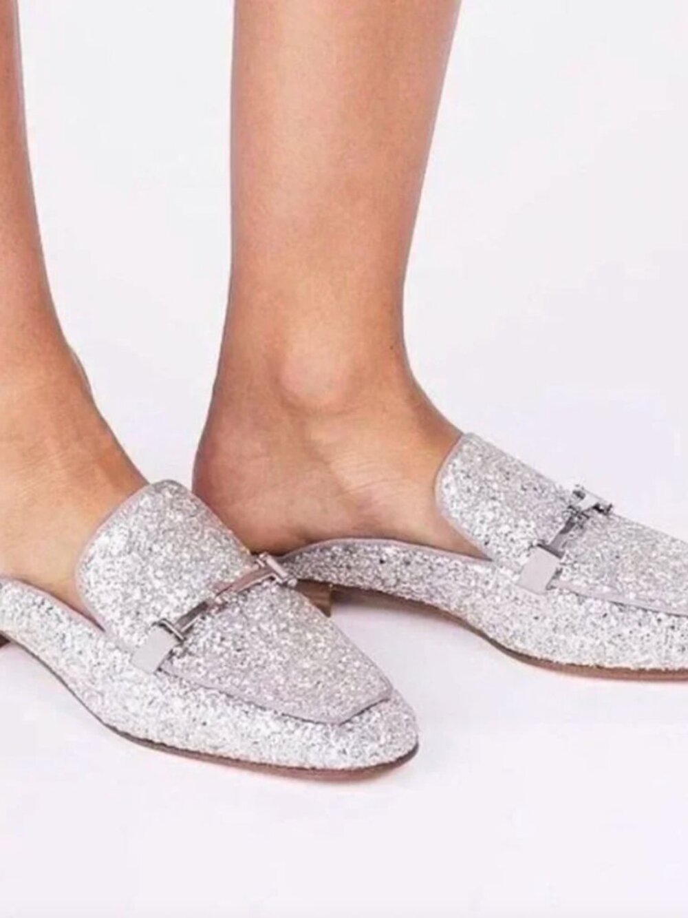 NWT Tory Burch Amelia Glitter Backless Loafers